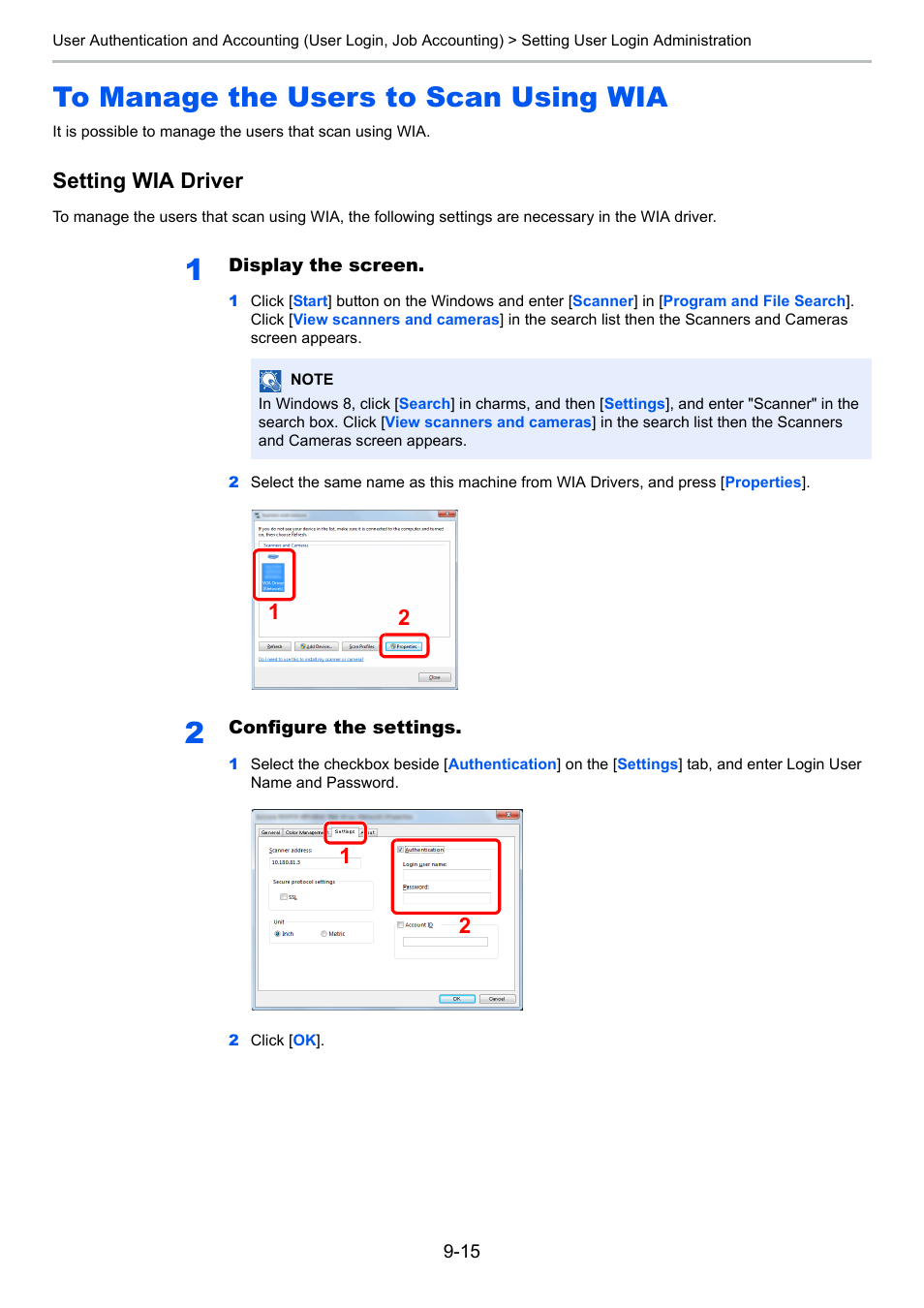 To manage the users to scan using wia, To manage the users to scan using wia -15, To manage the | Setting wia driver | TA Triumph-Adler P-4030 MFP User Manual | Page 302 / 397