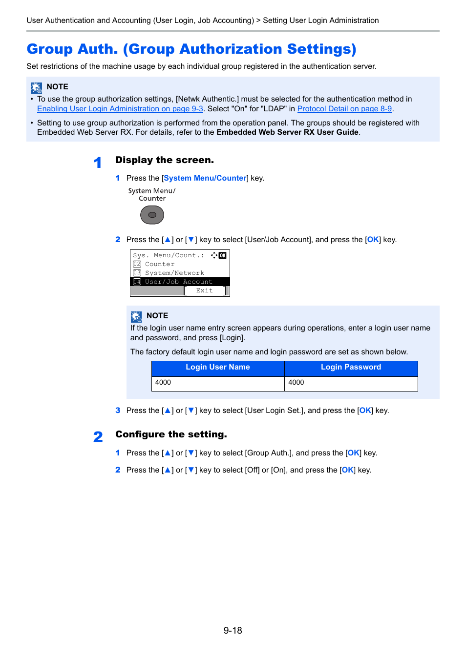 Group auth. (group authorization settings), Group auth. (group authorization settings) -18 | TA Triumph-Adler P-4030 MFP User Manual | Page 305 / 397