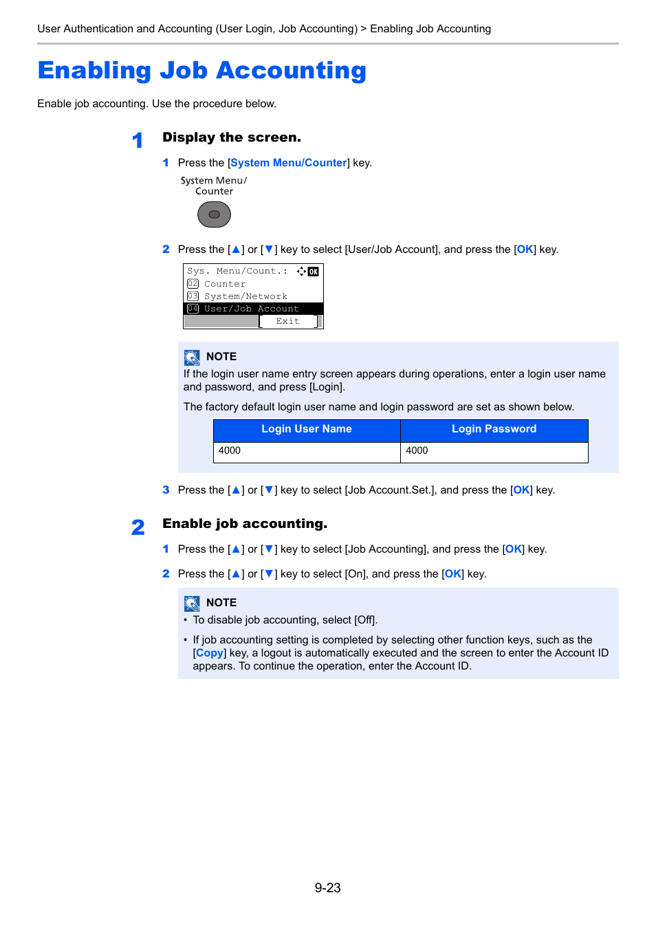 Enabling job accounting, Enabling job accounting -23 | TA Triumph-Adler P-4030 MFP User Manual | Page 310 / 397