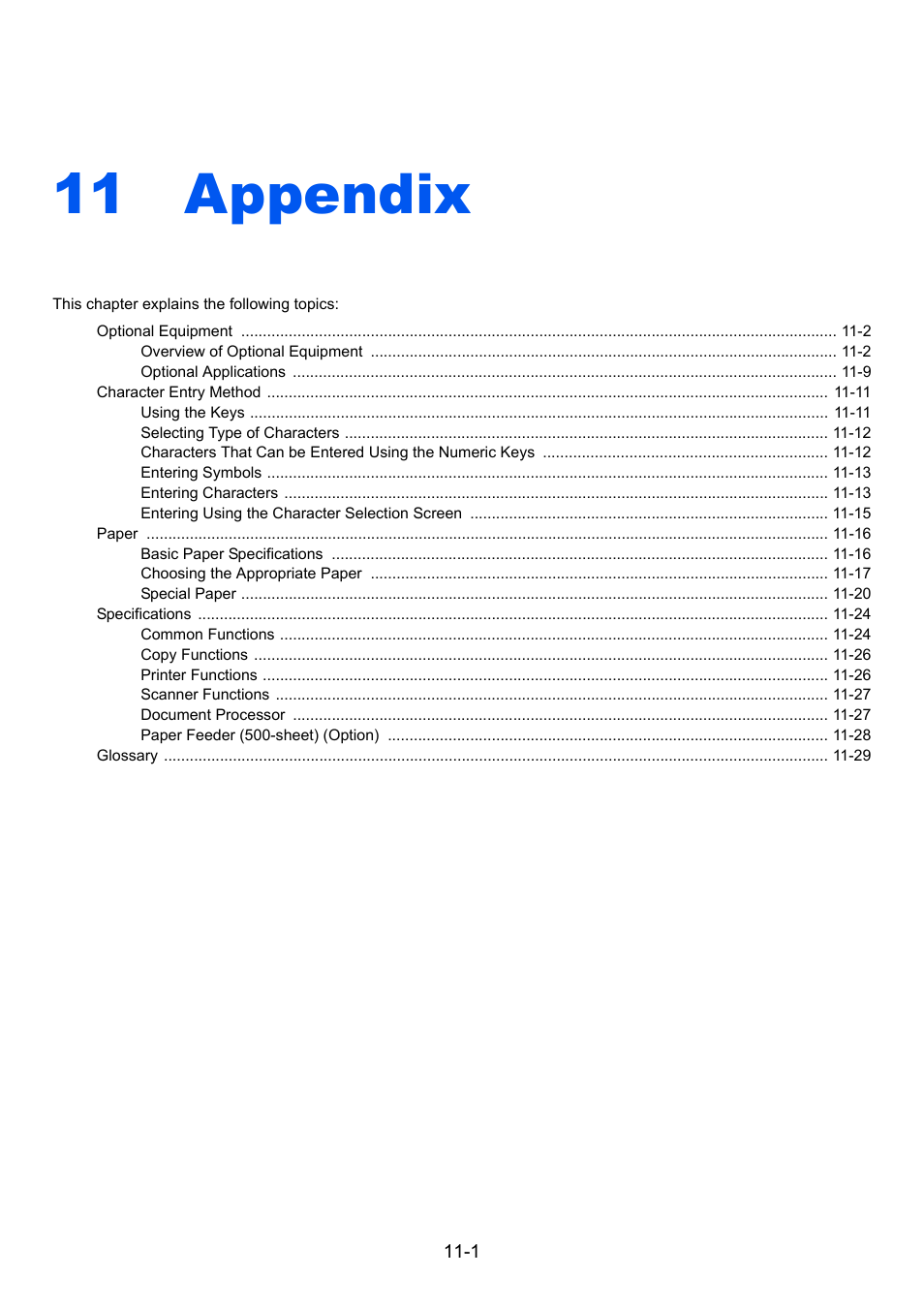 11 appendix, Appendix -1, Appendix | TA Triumph-Adler P-4030 MFP User Manual | Page 358 / 397