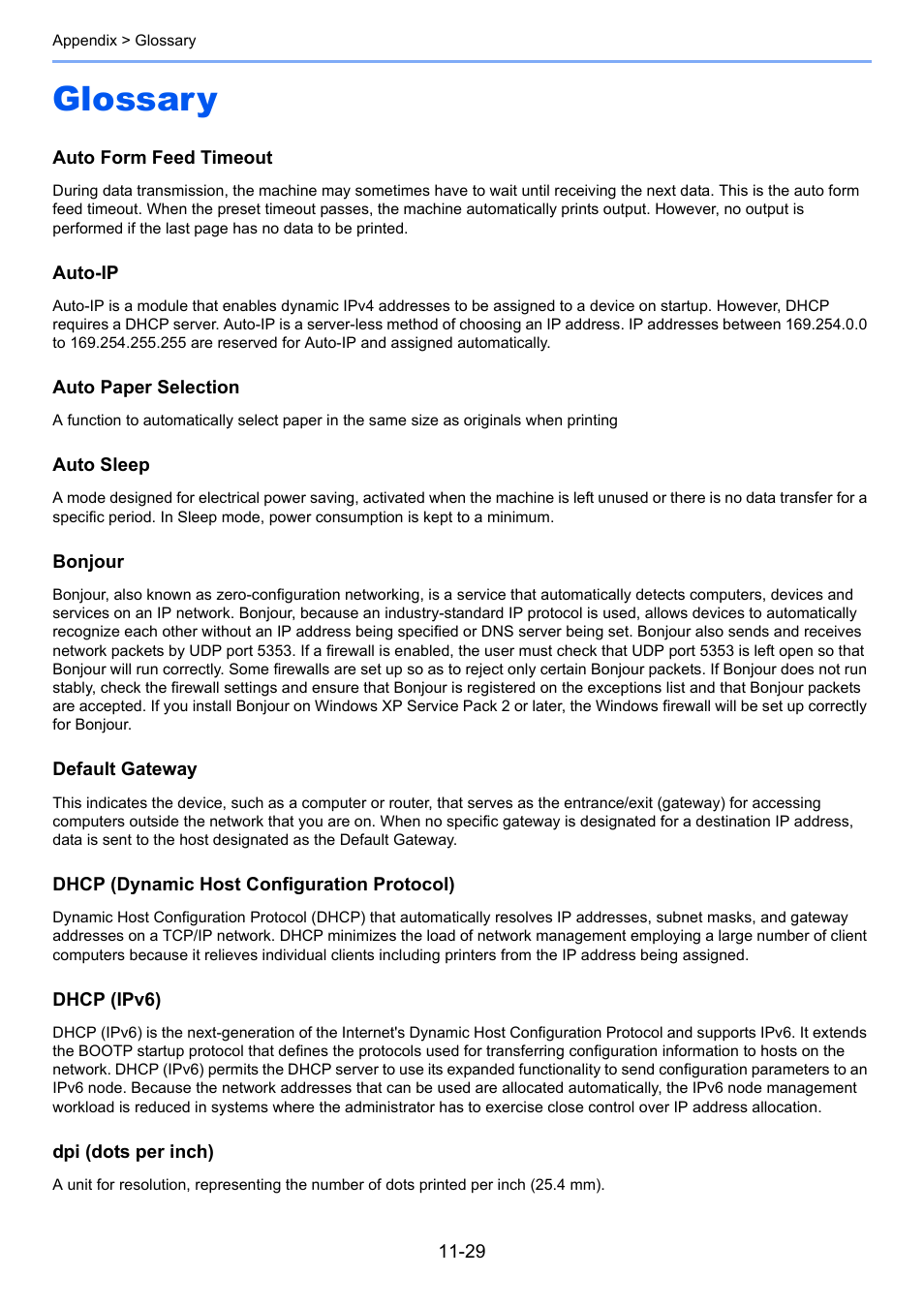 Glossary, Glossary -29 | TA Triumph-Adler P-4030 MFP User Manual | Page 386 / 397