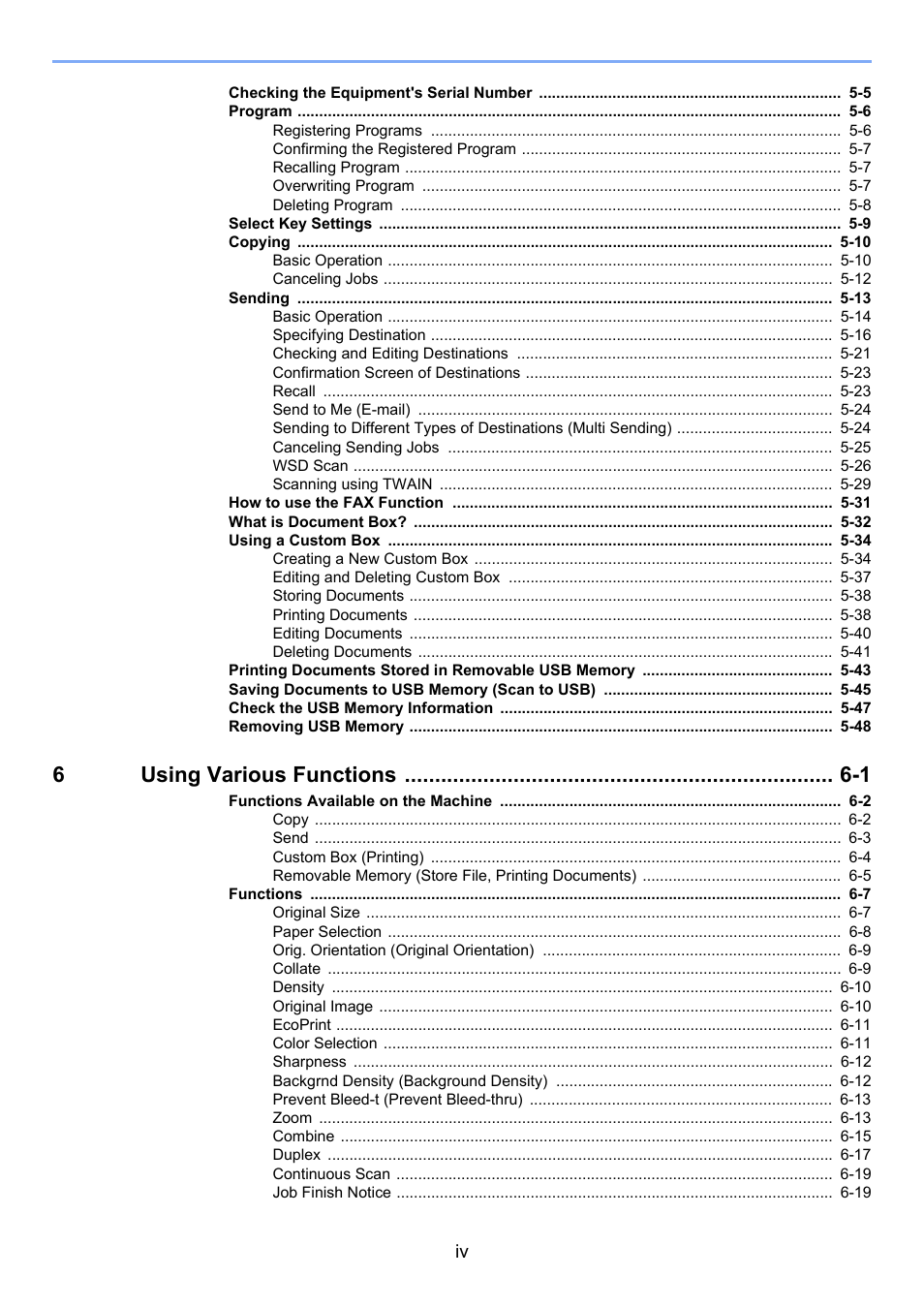 6using various functions -1 | TA Triumph-Adler P-4030 MFP User Manual | Page 5 / 397