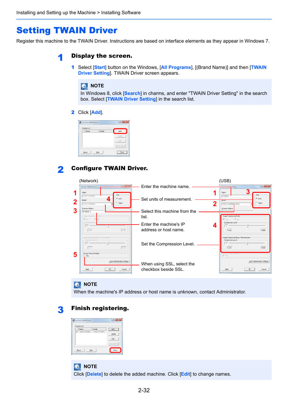 Setting twain driver, Setting twain driver -32 | TA Triumph-Adler P-4030 MFP User Manual | Page 74 / 397