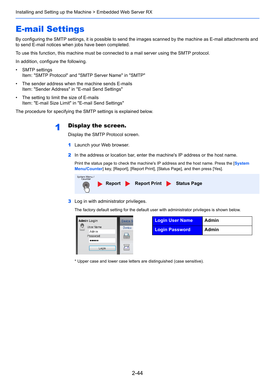 E-mail settings, E-mail settings -44, E-mail settings on | TA Triumph-Adler P-4030 MFP User Manual | Page 86 / 397