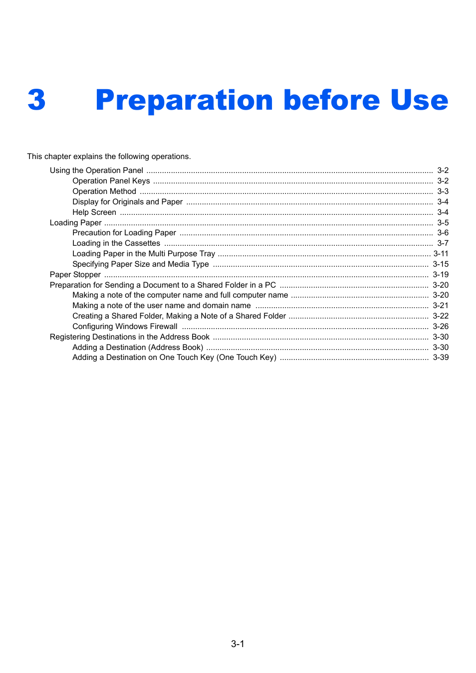 3 preparation before use, Preparation before use -1, Preparation | Preparation before use, 3preparation before use | TA Triumph-Adler P-4030 MFP User Manual | Page 99 / 397