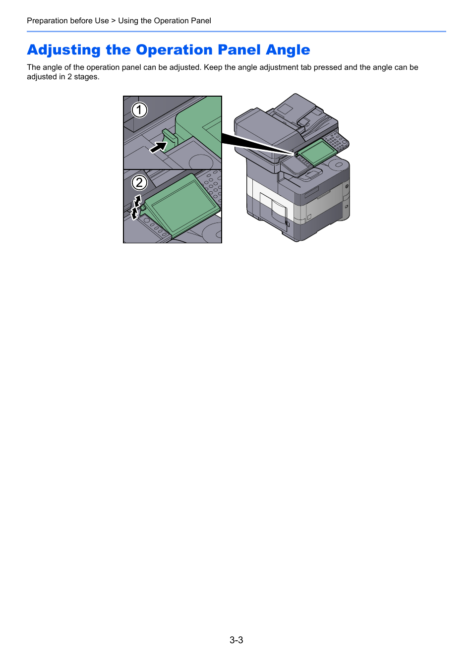 Adjusting the operation panel angle, Adjusting the operation panel angle -3 | TA Triumph-Adler P-4030i MFP User Manual | Page 100 / 421