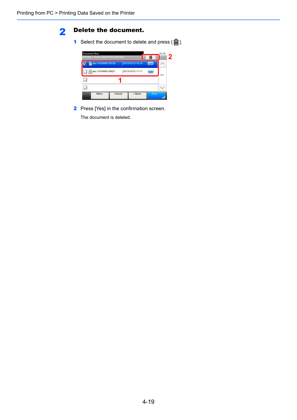 Delete the document | TA Triumph-Adler P-4030i MFP User Manual | Page 158 / 421