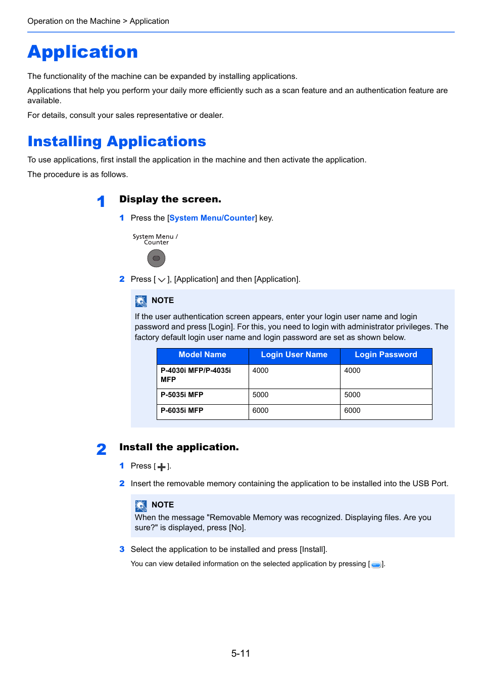 Application, Installing applications, Application -11 | Installing applications -11 | TA Triumph-Adler P-4030i MFP User Manual | Page 169 / 421