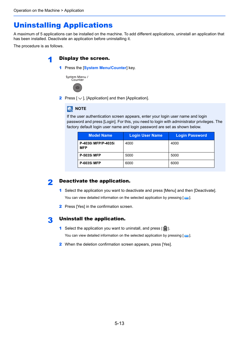 Uninstalling applications, Uninstalling applications -13 | TA Triumph-Adler P-4030i MFP User Manual | Page 171 / 421