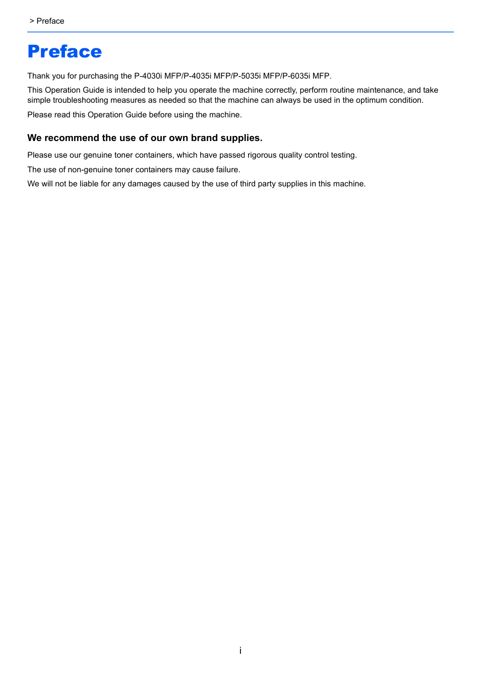 Preface | TA Triumph-Adler P-4030i MFP User Manual | Page 2 / 421