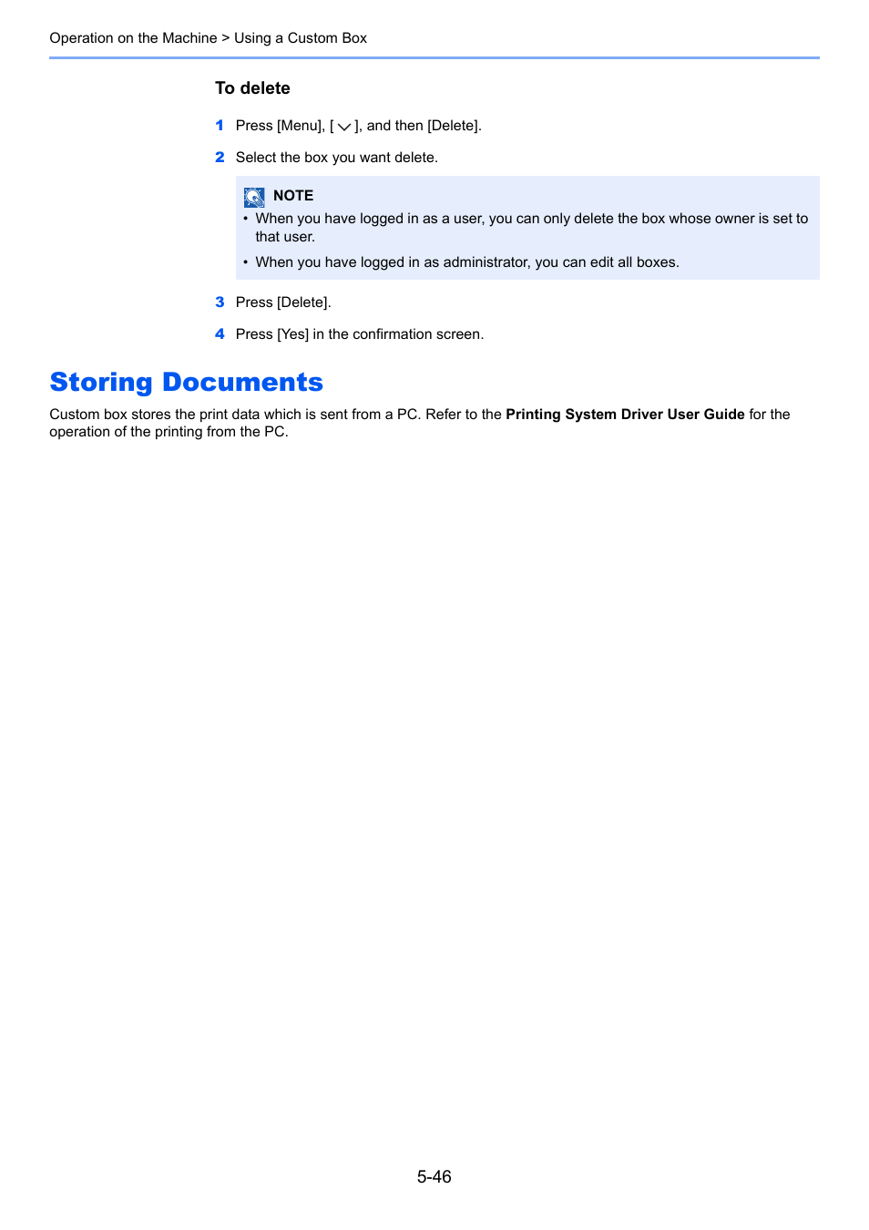 Storing documents, Storing documents -46 | TA Triumph-Adler P-4030i MFP User Manual | Page 204 / 421