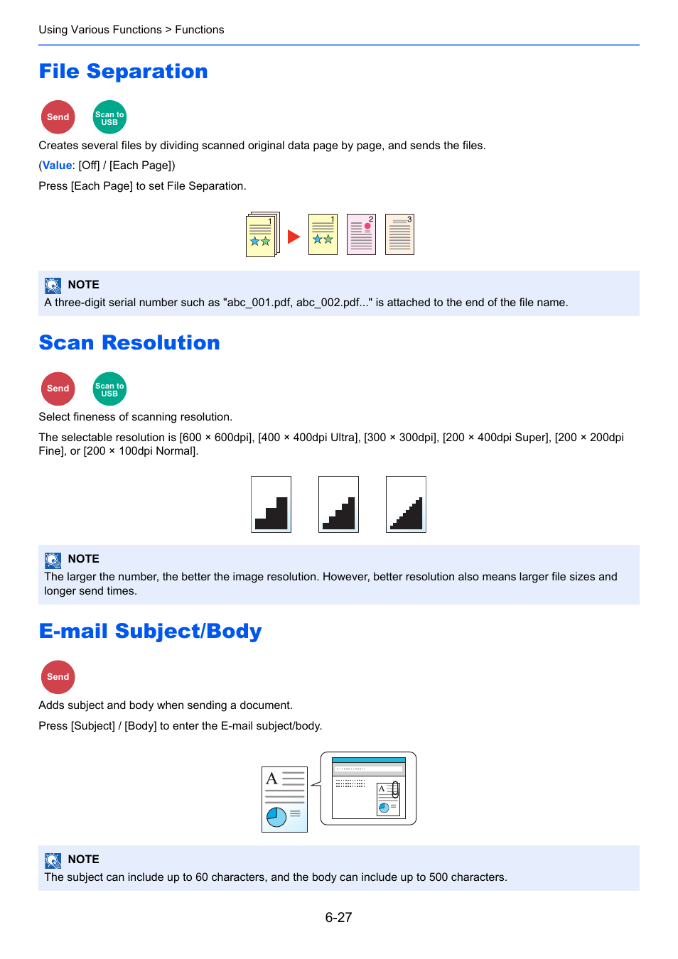 File separation, Scan resolution, E-mail subject/body | TA Triumph-Adler P-4030i MFP User Manual | Page 239 / 421