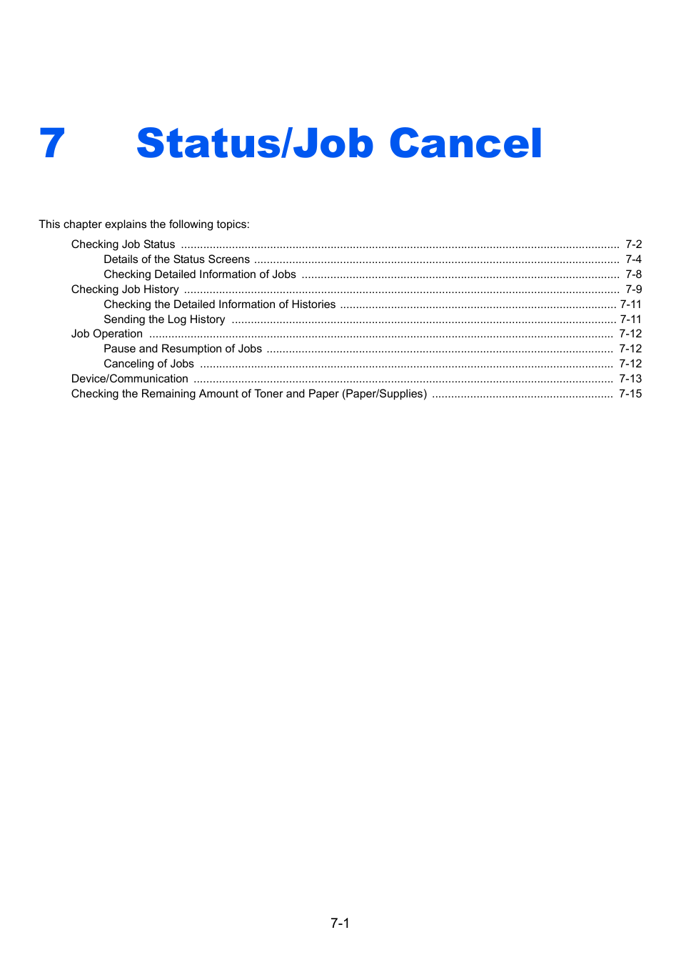 7 status/job cancel, Status/job cancel -1, Status/job cancel | 7status/job cancel | TA Triumph-Adler P-4030i MFP User Manual | Page 243 / 421