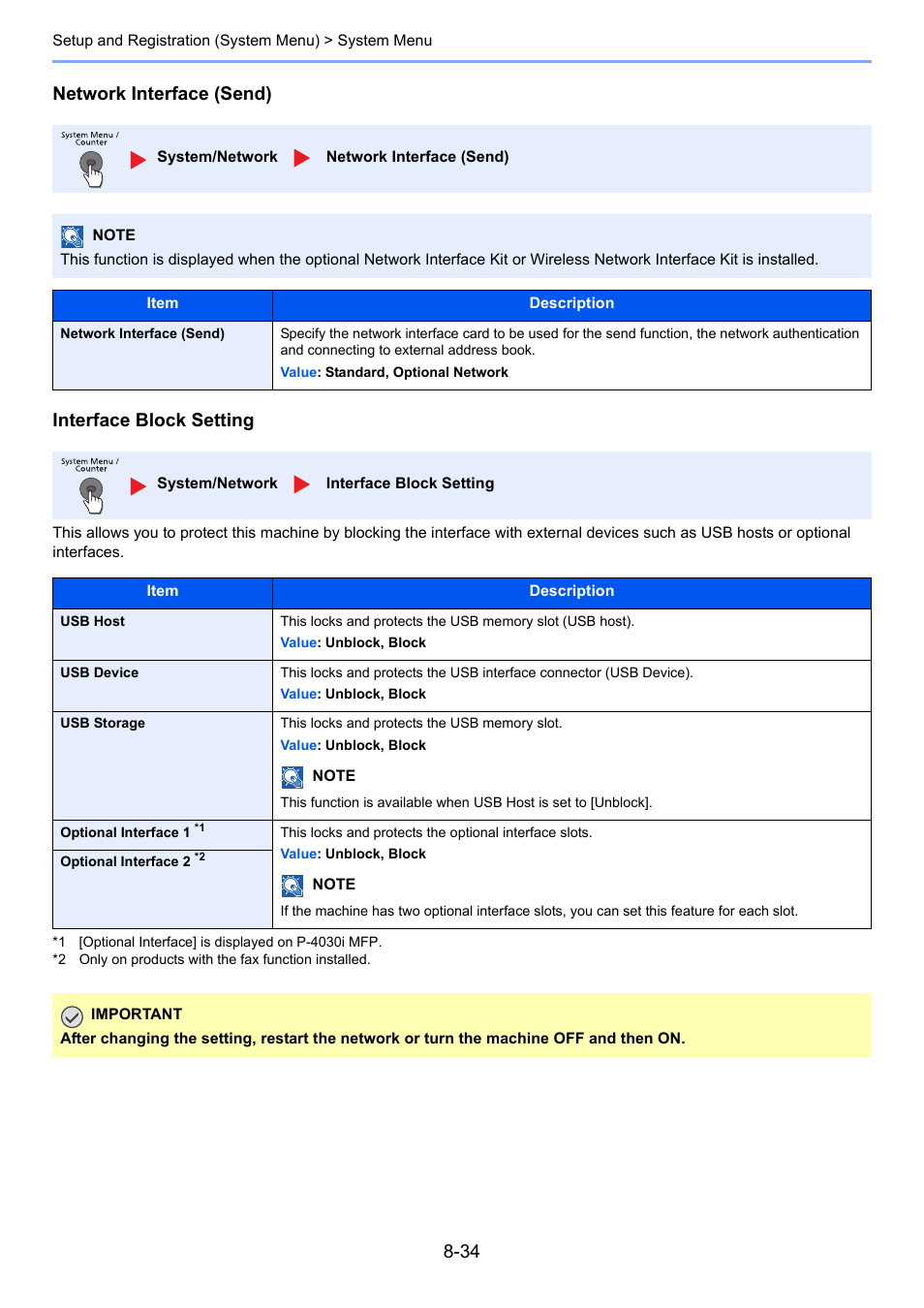 Network interface (send) interface block setting | TA Triumph-Adler P-4030i MFP User Manual | Page 291 / 421