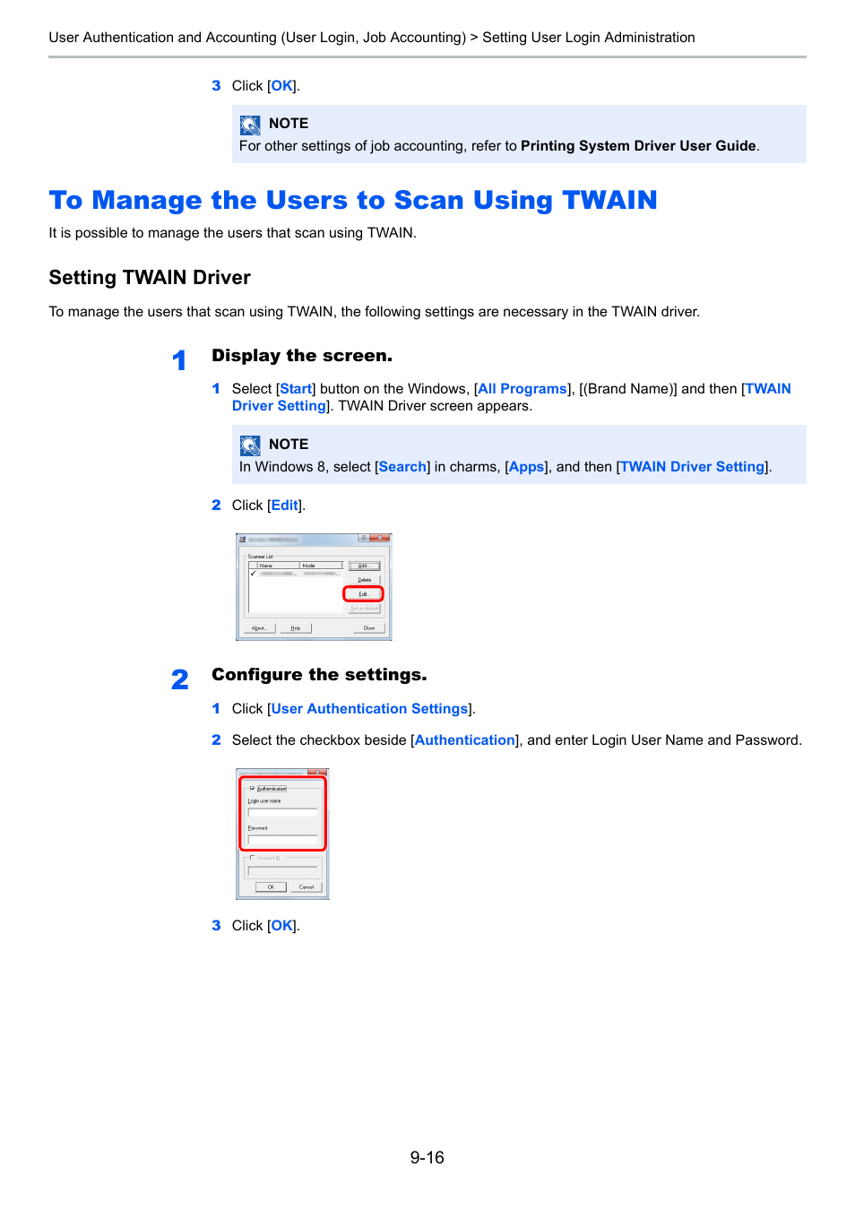 To manage the users to scan using twain, To manage the users to scan using twain -16, To manage | Setting twain driver | TA Triumph-Adler P-4030i MFP User Manual | Page 314 / 421