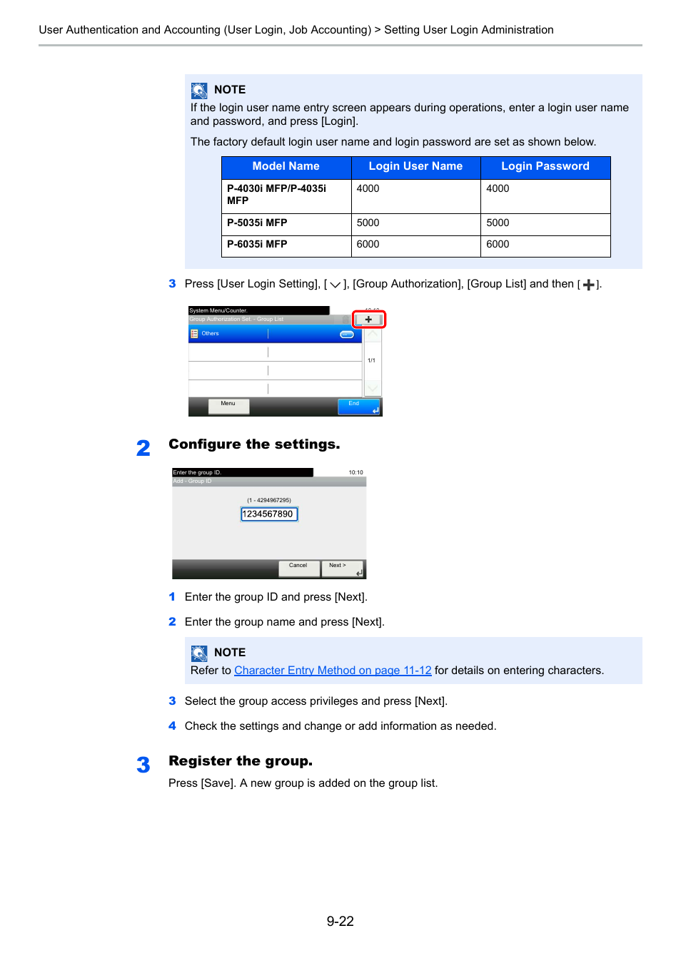 Configure the settings, Register the group | TA Triumph-Adler P-4030i MFP User Manual | Page 320 / 421