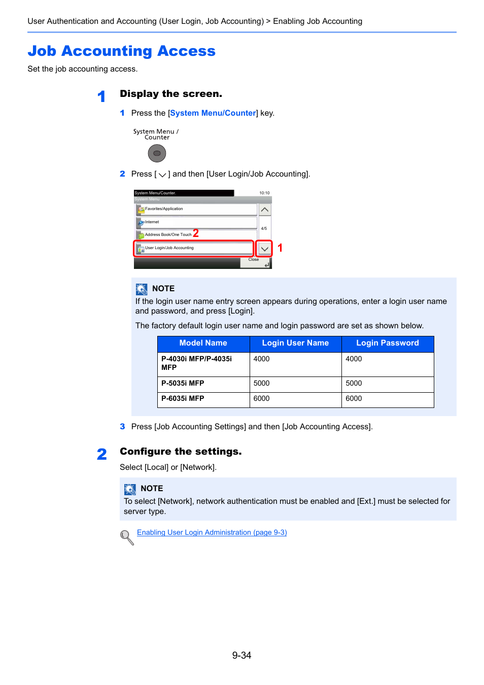 Job accounting access, Job accounting access -34, Access | Display the screen, Configure the settings | TA Triumph-Adler P-4030i MFP User Manual | Page 332 / 421