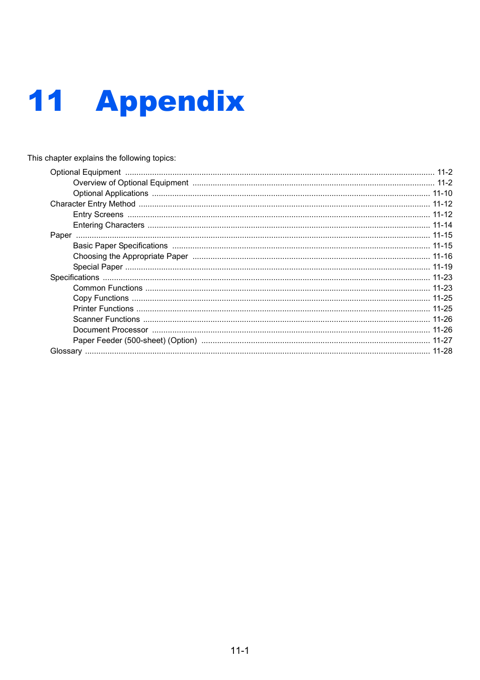 11 appendix, Appendix -1, Appendix | TA Triumph-Adler P-4030i MFP User Manual | Page 382 / 421