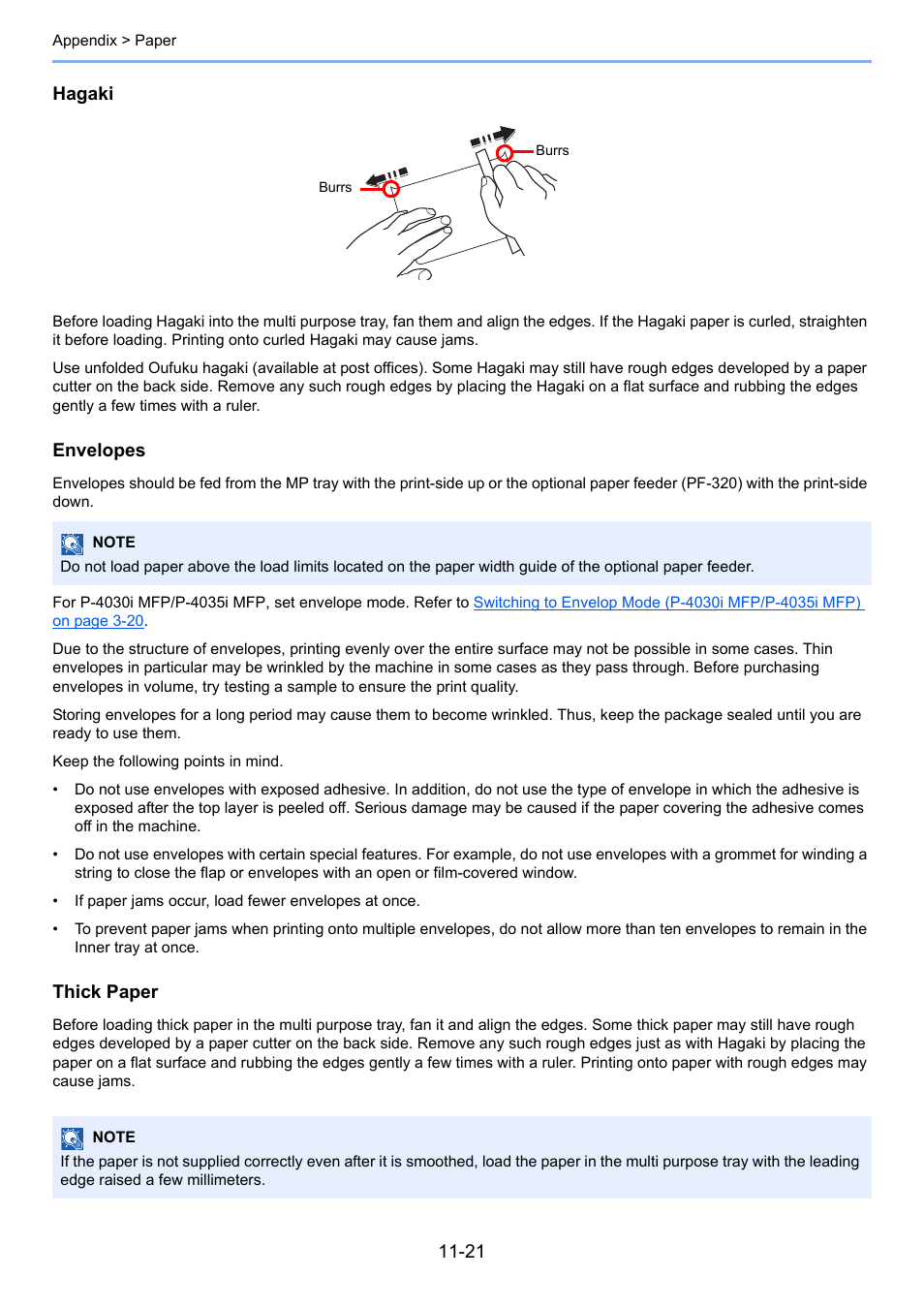 Hagaki, Envelopes, Thick paper | TA Triumph-Adler P-4030i MFP User Manual | Page 402 / 421
