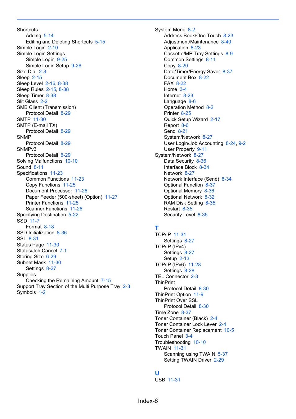 Index-6 | TA Triumph-Adler P-4030i MFP User Manual | Page 418 / 421