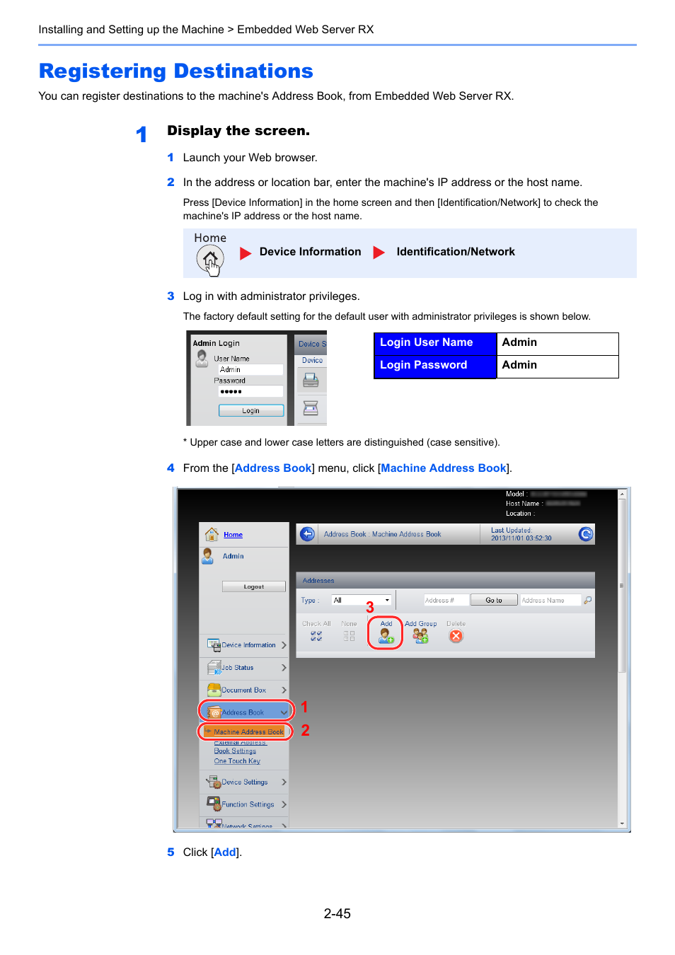 Registering destinations, Registering destinations -45 | TA Triumph-Adler P-4030i MFP User Manual | Page 89 / 421