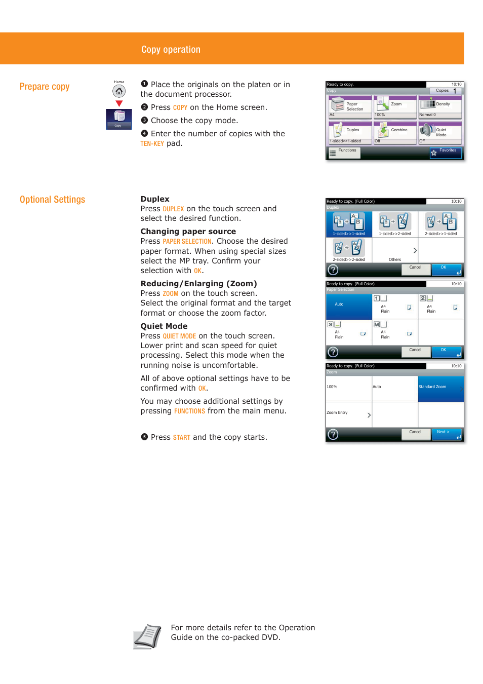 Copy operation, Prepare copy optional settings | TA Triumph-Adler P-4030i MFP User Manual | Page 4 / 4