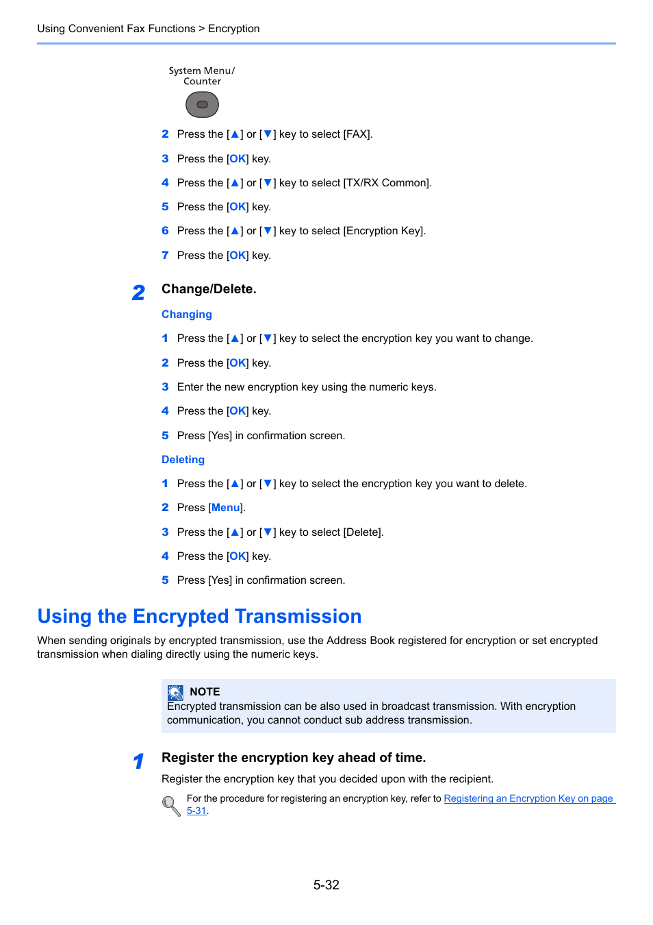 Using the encrypted transmission, Using the encrypted transmission -32 | TA Triumph-Adler P-4035 MFP User Manual | Page 110 / 214