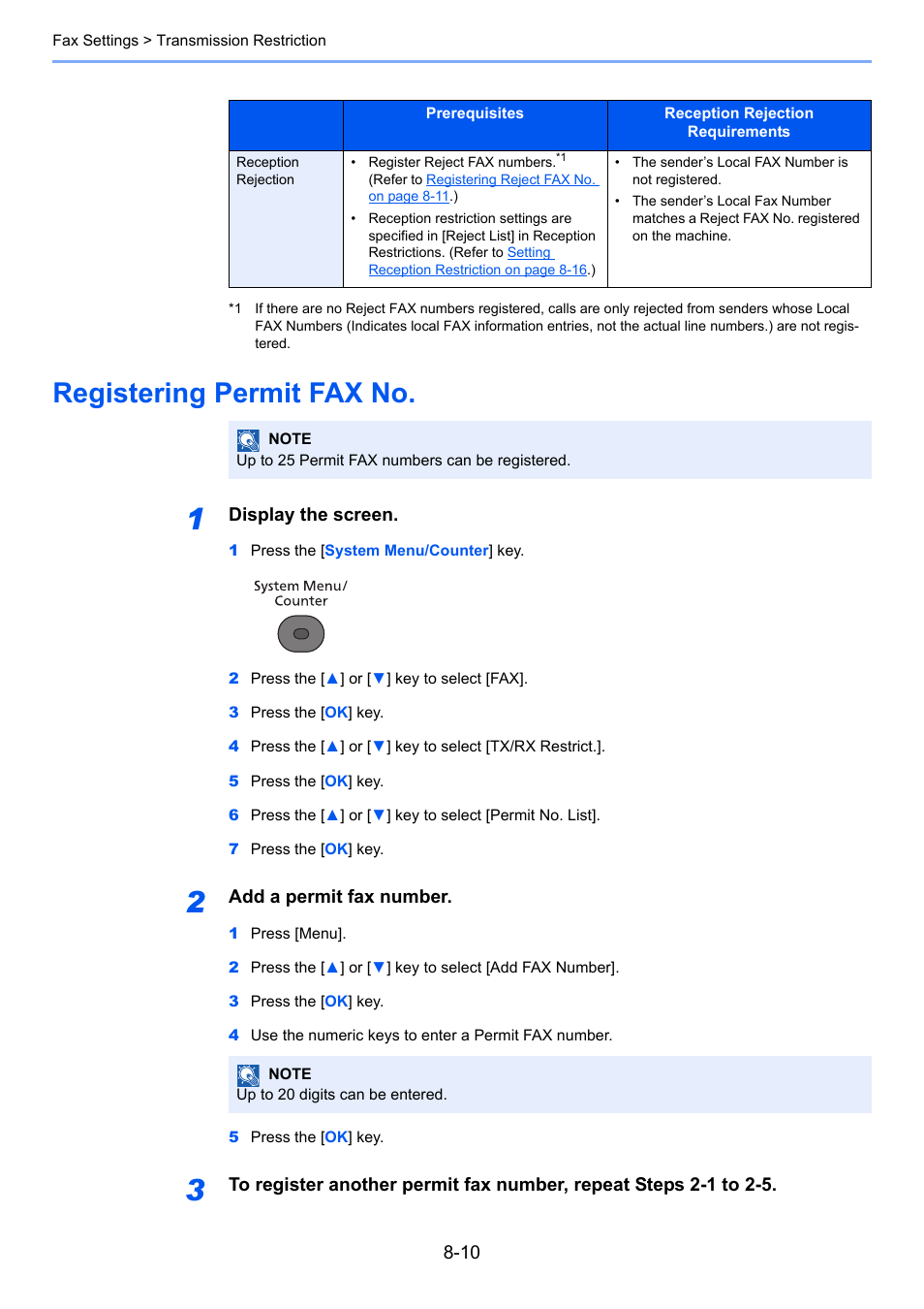 Registering permit fax no, Registering permit fax no -10 | TA Triumph-Adler P-4035 MFP User Manual | Page 174 / 214