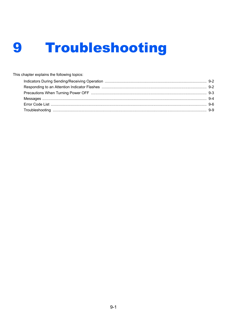 9 troubleshooting, Troubleshooting -1, Troubleshooting | 9troubleshooting | TA Triumph-Adler P-4035 MFP User Manual | Page 186 / 214