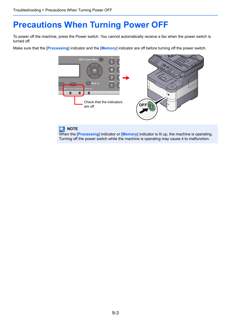 Precautions when turning power off, Precautions when turning power off -3 | TA Triumph-Adler P-4035 MFP User Manual | Page 188 / 214