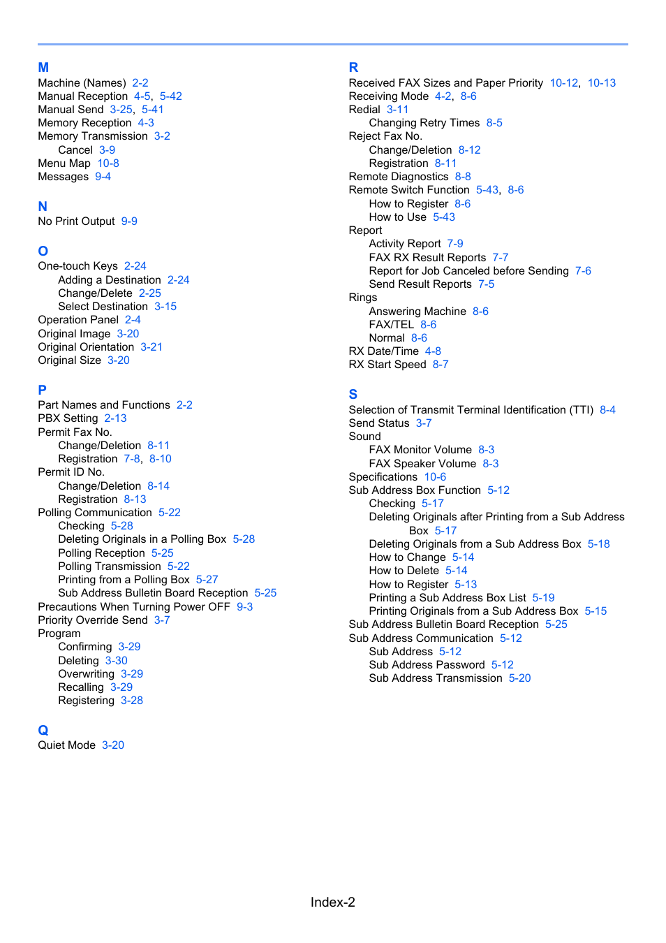 Index-2 m | TA Triumph-Adler P-4035 MFP User Manual | Page 210 / 214