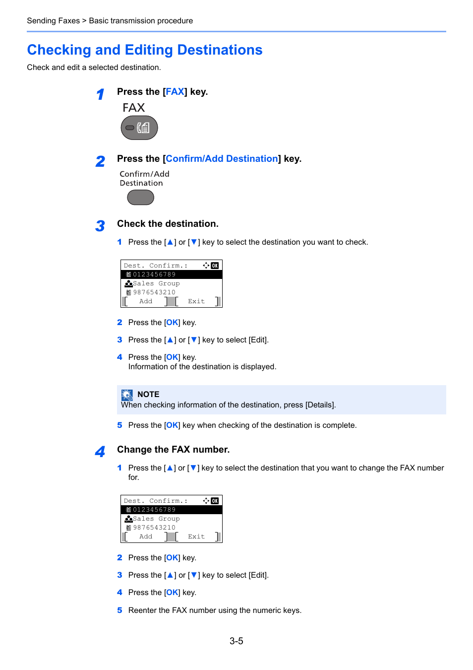 Checking and editing destinations, Checking and editing destinations -5 | TA Triumph-Adler P-4035 MFP User Manual | Page 44 / 214
