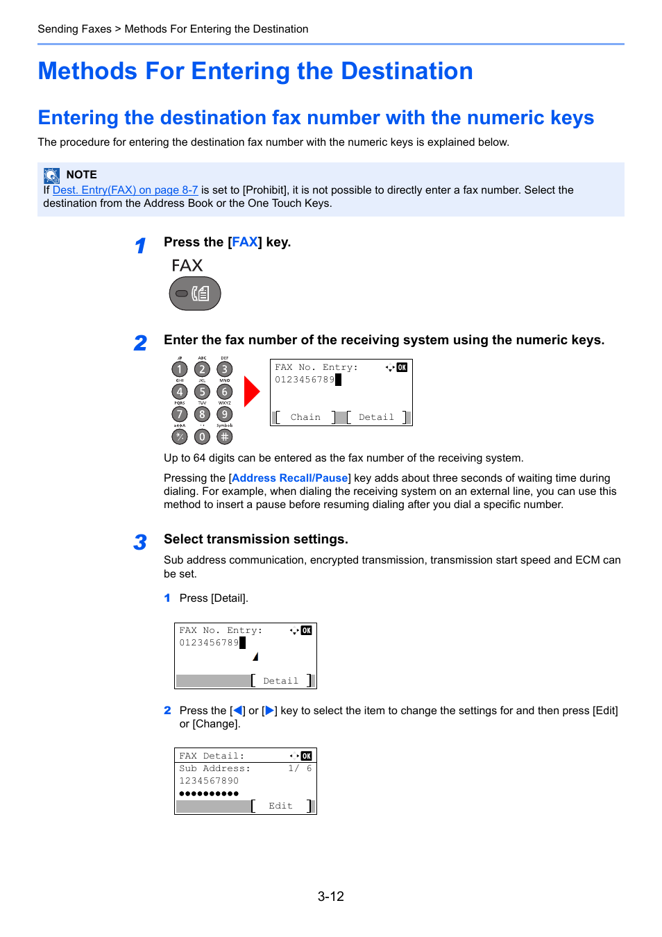 Methods for entering the destination, Methods for entering the destination -12 | TA Triumph-Adler P-4035 MFP User Manual | Page 51 / 214