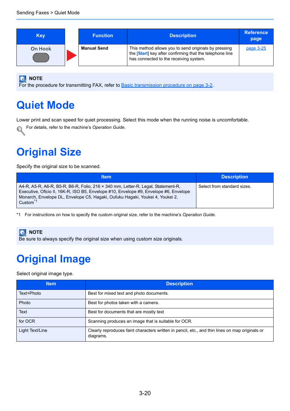 Quiet mode, Original size, Original image | TA Triumph-Adler P-4035 MFP User Manual | Page 59 / 214