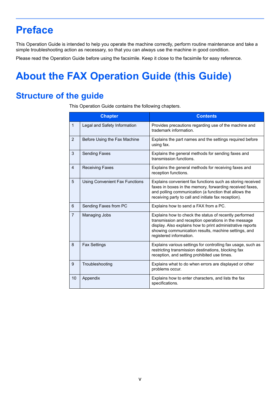 Preface, About the fax operation guide (this guide), Structure of the guide | TA Triumph-Adler P-4035 MFP User Manual | Page 6 / 214