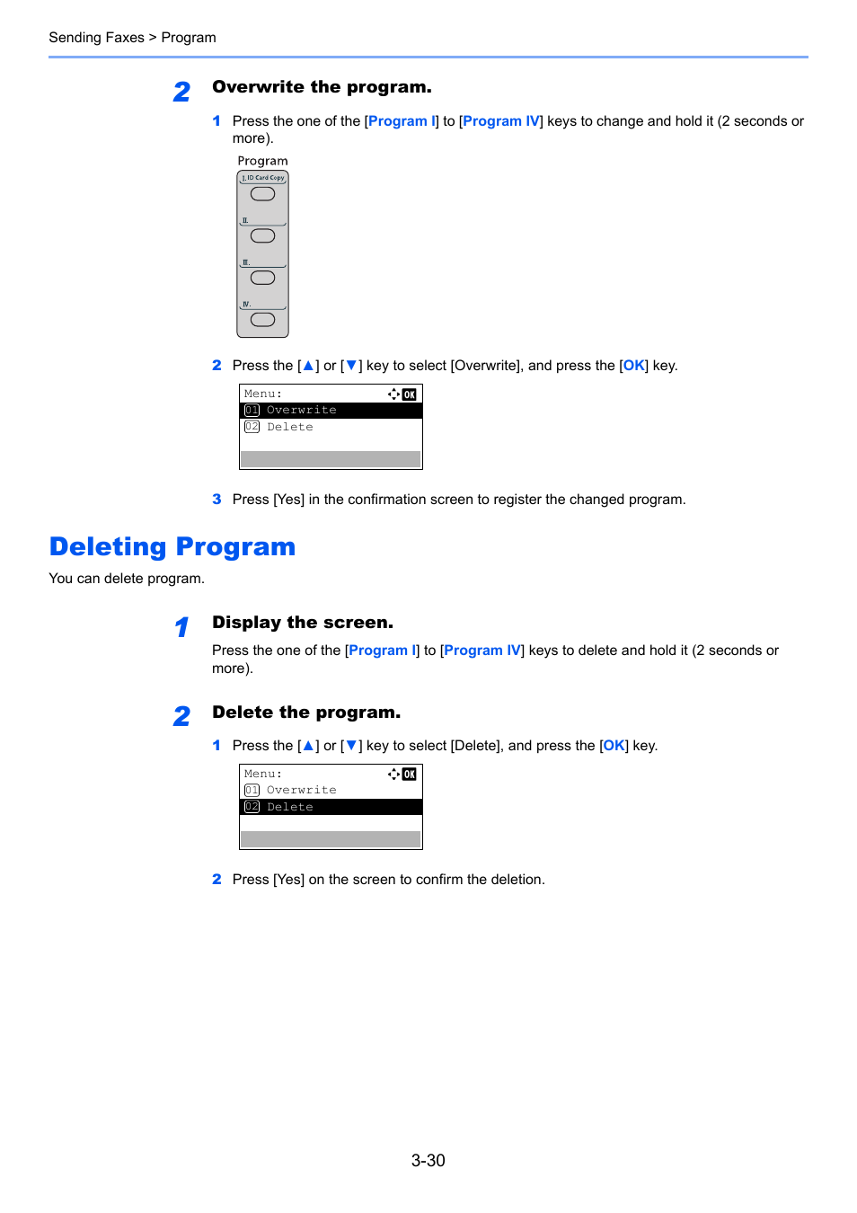 Deleting program, Deleting program -30 | TA Triumph-Adler P-4035 MFP User Manual | Page 69 / 214