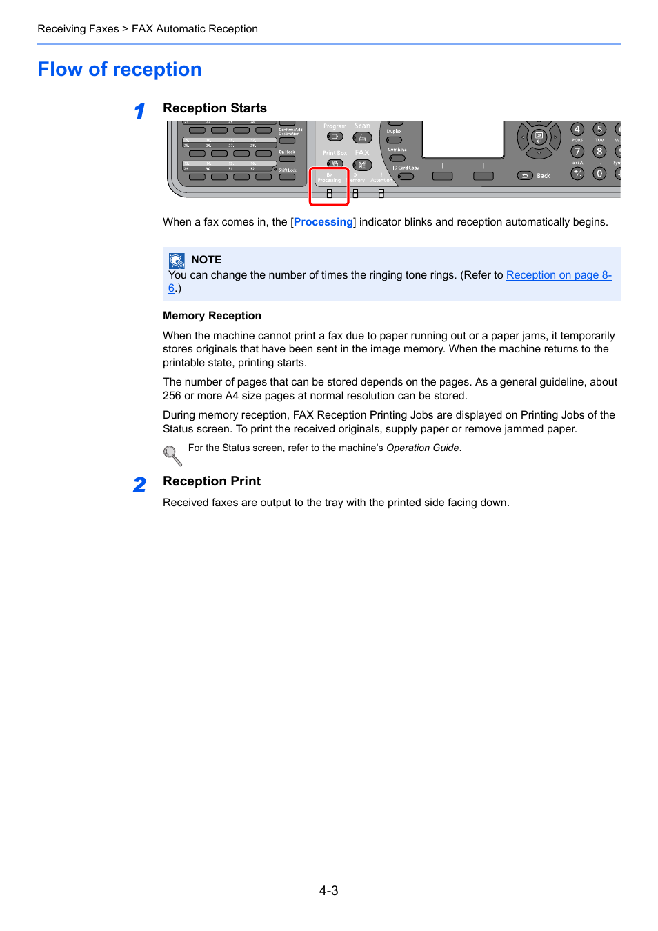 Flow of reception, Flow of reception -3 | TA Triumph-Adler P-4035 MFP User Manual | Page 72 / 214
