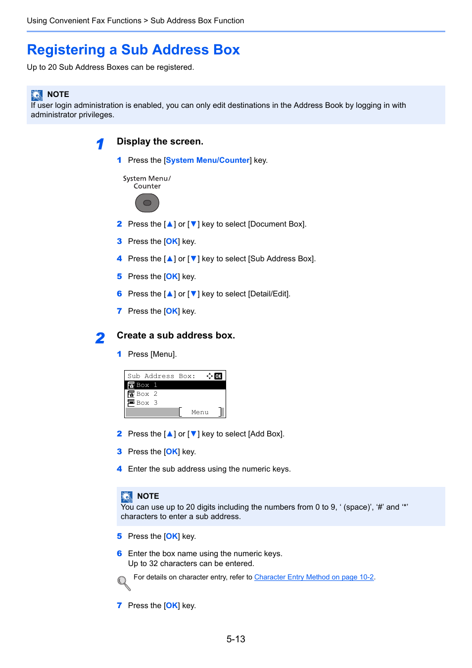 Registering a sub address box, Registering a sub address box -13 | TA Triumph-Adler P-4035 MFP User Manual | Page 91 / 214