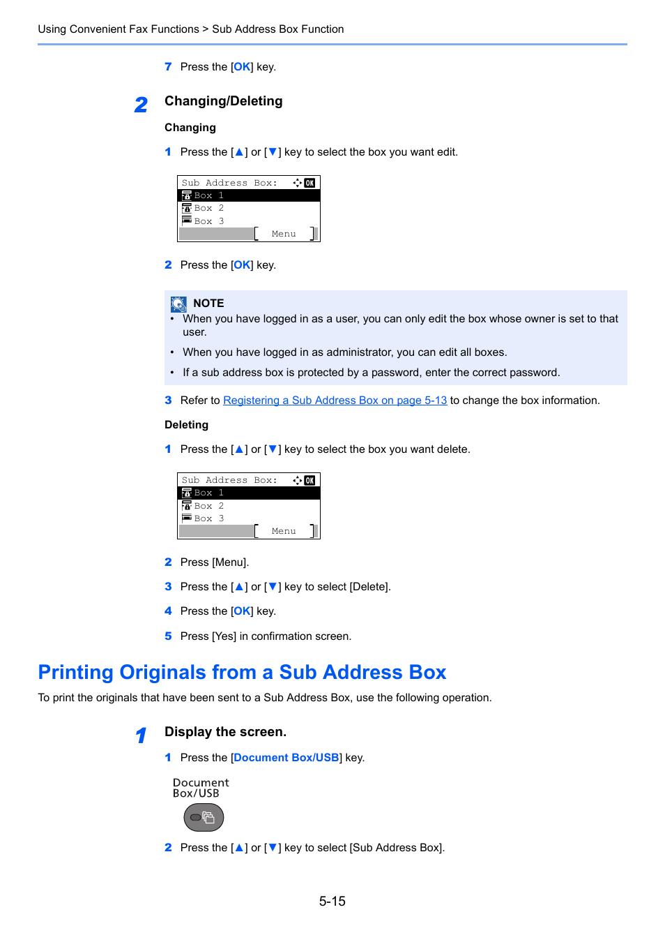Printing originals from a sub address box, Printing originals from a sub address box -15 | TA Triumph-Adler P-4035 MFP User Manual | Page 93 / 214