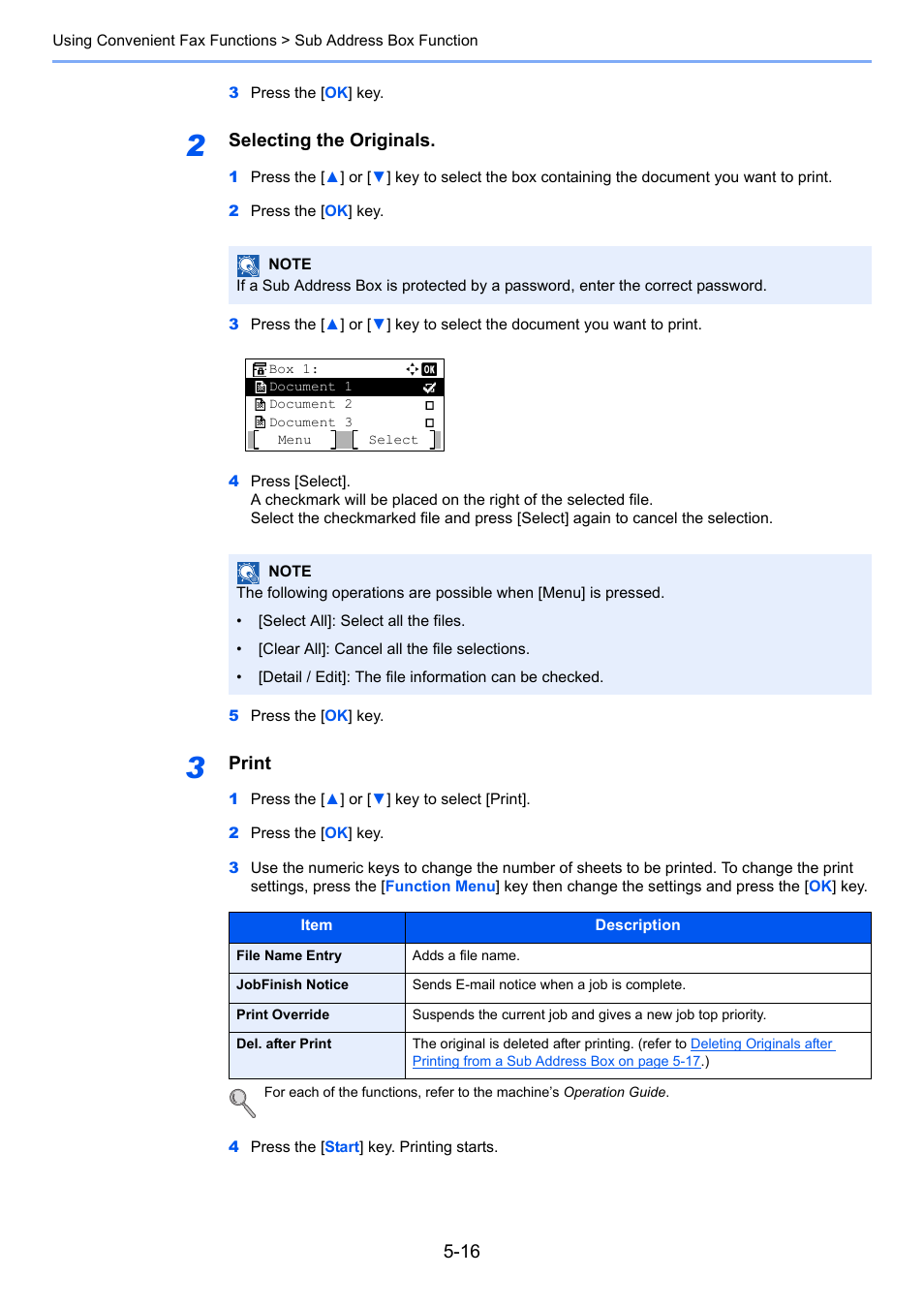 Selecting the originals, Print | TA Triumph-Adler P-4035 MFP User Manual | Page 94 / 214