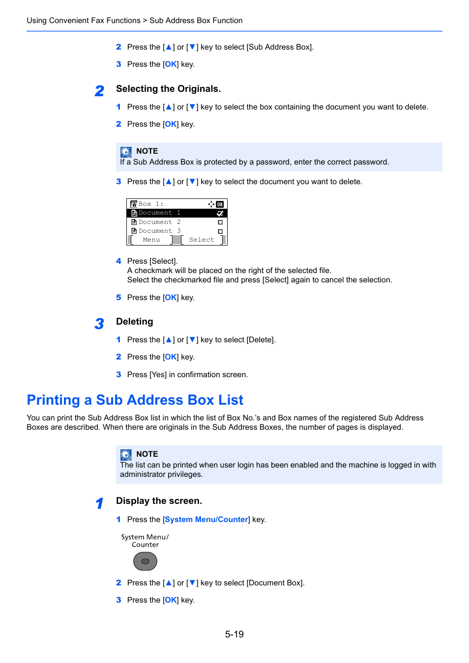 Printing a sub address box list, Printing a sub address box list -19 | TA Triumph-Adler P-4035 MFP User Manual | Page 97 / 214