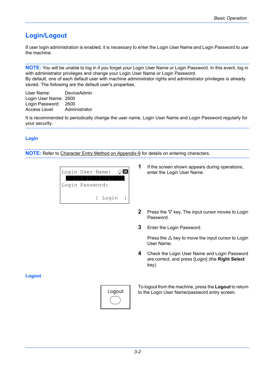 Login/logout, Login/logout -2 | TA Triumph-Adler P-C2660 MFP User Manual | Page 112 / 578