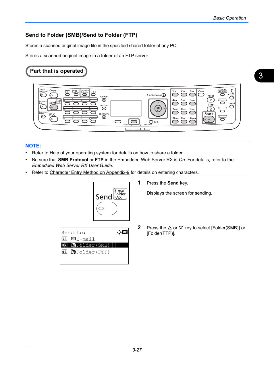 Send to folder (smb)/send to folder (ftp) | TA Triumph-Adler P-C2660 MFP User Manual | Page 137 / 578