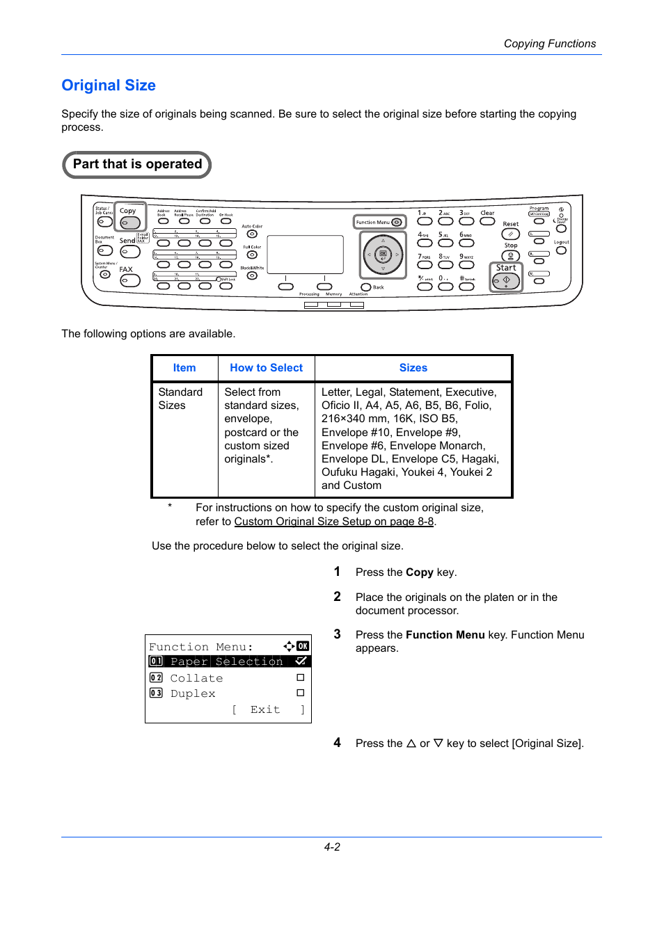 Original size, Original size -2, Ge 4-2) | TA Triumph-Adler P-C2660 MFP User Manual | Page 160 / 578