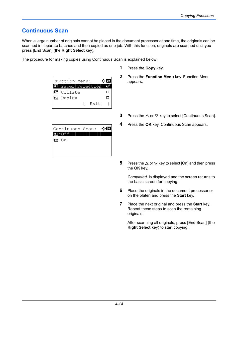 Continuous scan, Continuous scan -14, Ge 4-14 | TA Triumph-Adler P-C2660 MFP User Manual | Page 172 / 578