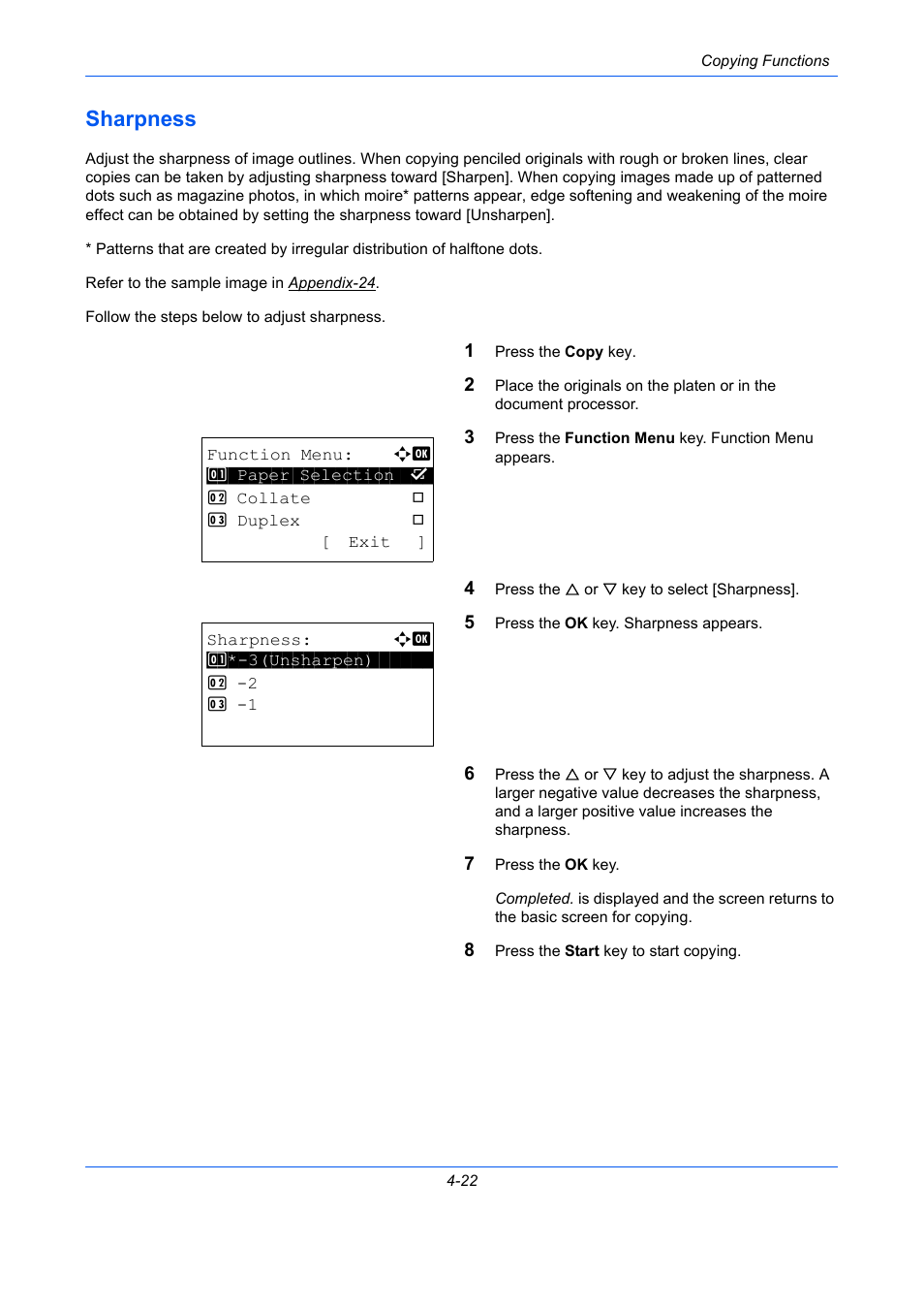 Sharpness, Sharpness -22, Ge 4-22 | TA Triumph-Adler P-C2660 MFP User Manual | Page 180 / 578