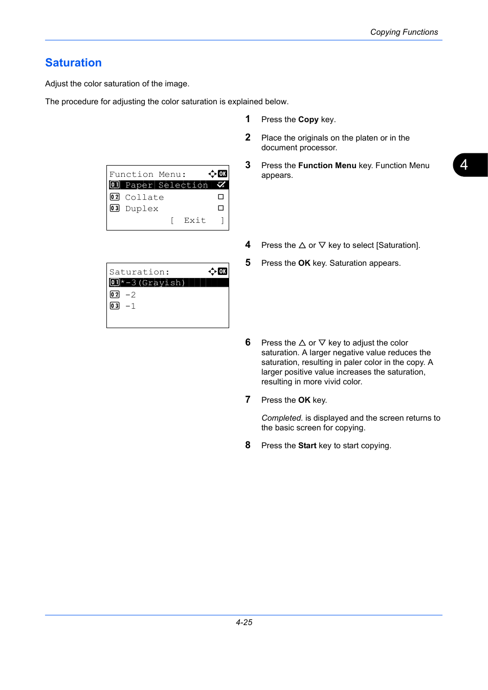 Saturation, Saturation -25, Ge 4-25 | TA Triumph-Adler P-C2660 MFP User Manual | Page 183 / 578