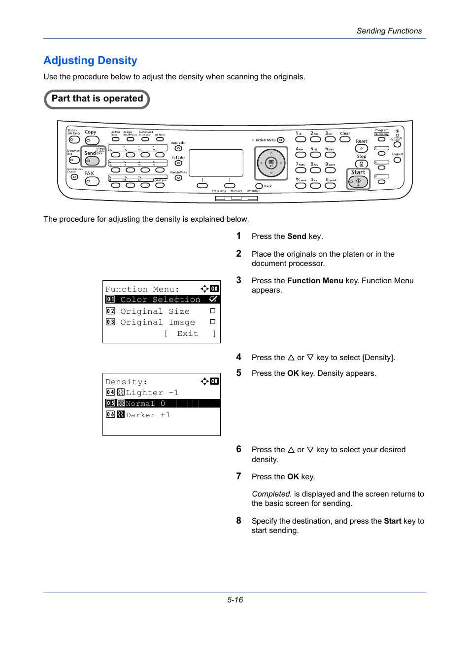 Adjusting density, Adjusting density -16 | TA Triumph-Adler P-C2660 MFP User Manual | Page 200 / 578