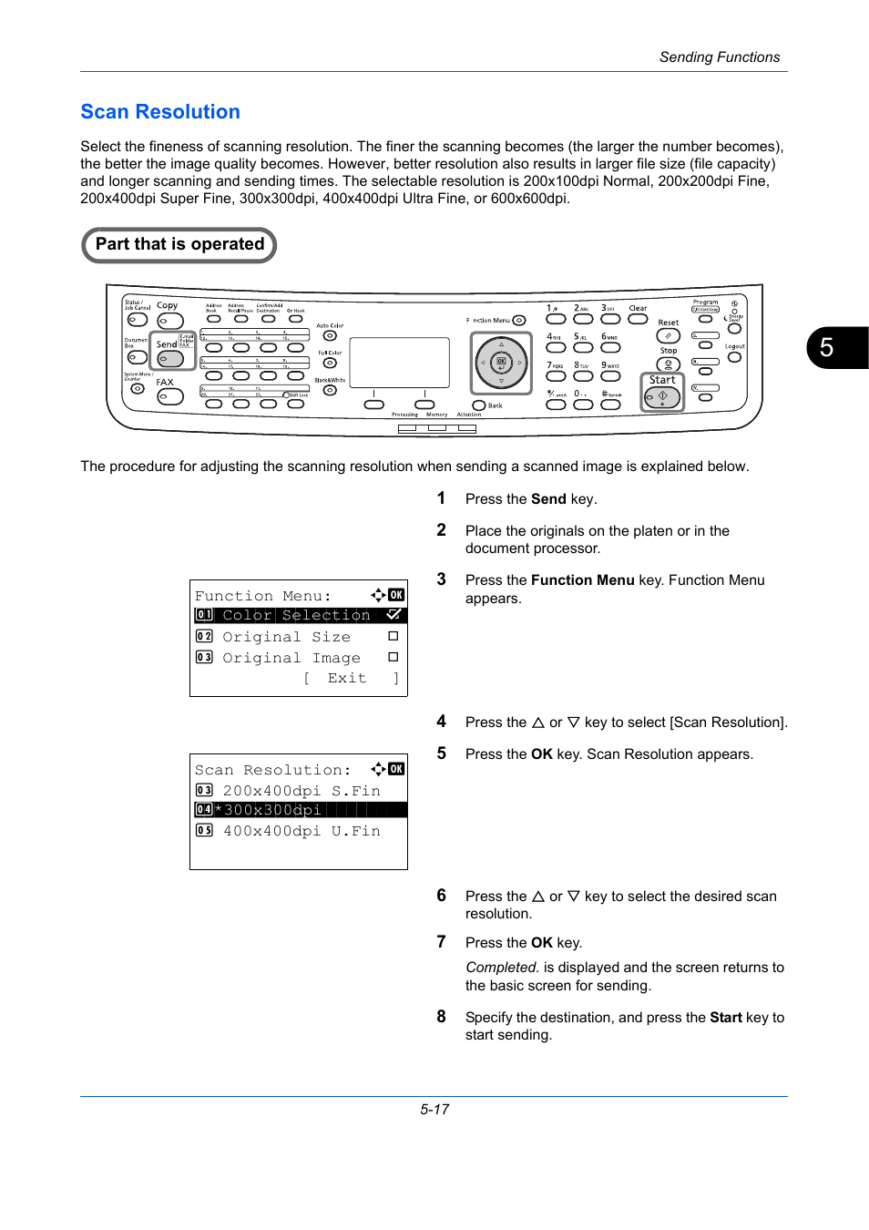 Scan resolution, Scan resolution -17, Ge 5-17 | TA Triumph-Adler P-C2660 MFP User Manual | Page 201 / 578