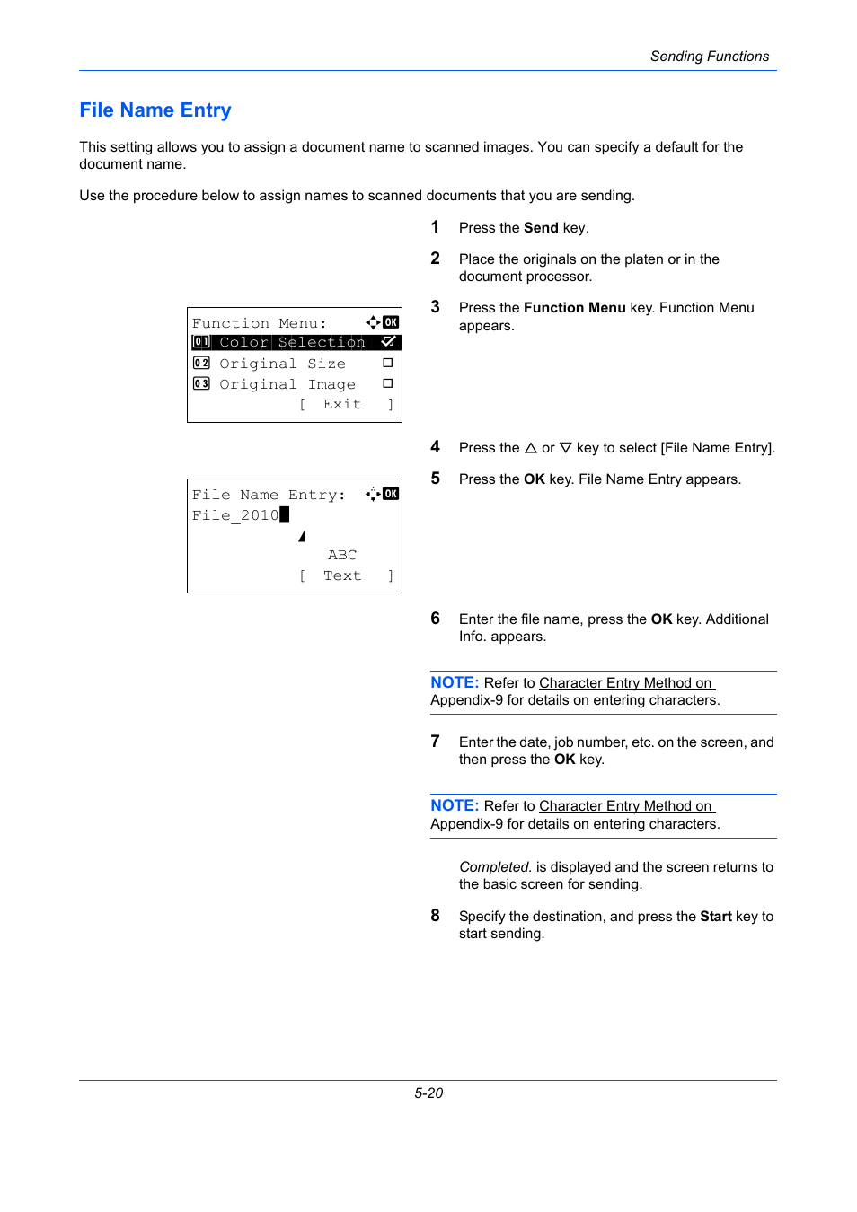 File name entry, File name entry -20, Ge 5-20 | TA Triumph-Adler P-C2660 MFP User Manual | Page 204 / 578